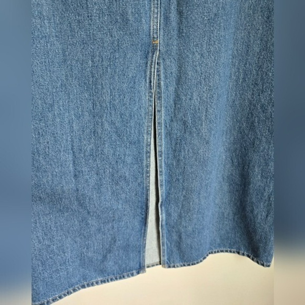 Mango MNG NEW Long Maxi Medium Wash Denim Jean Skirt SZ Large Coastal Cowgirl - Picture 7 of 12